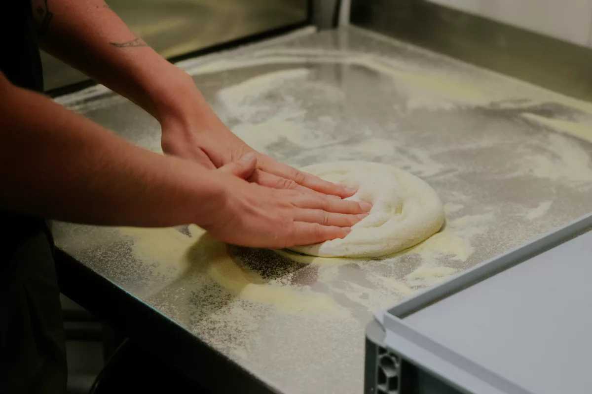 cooking pizza